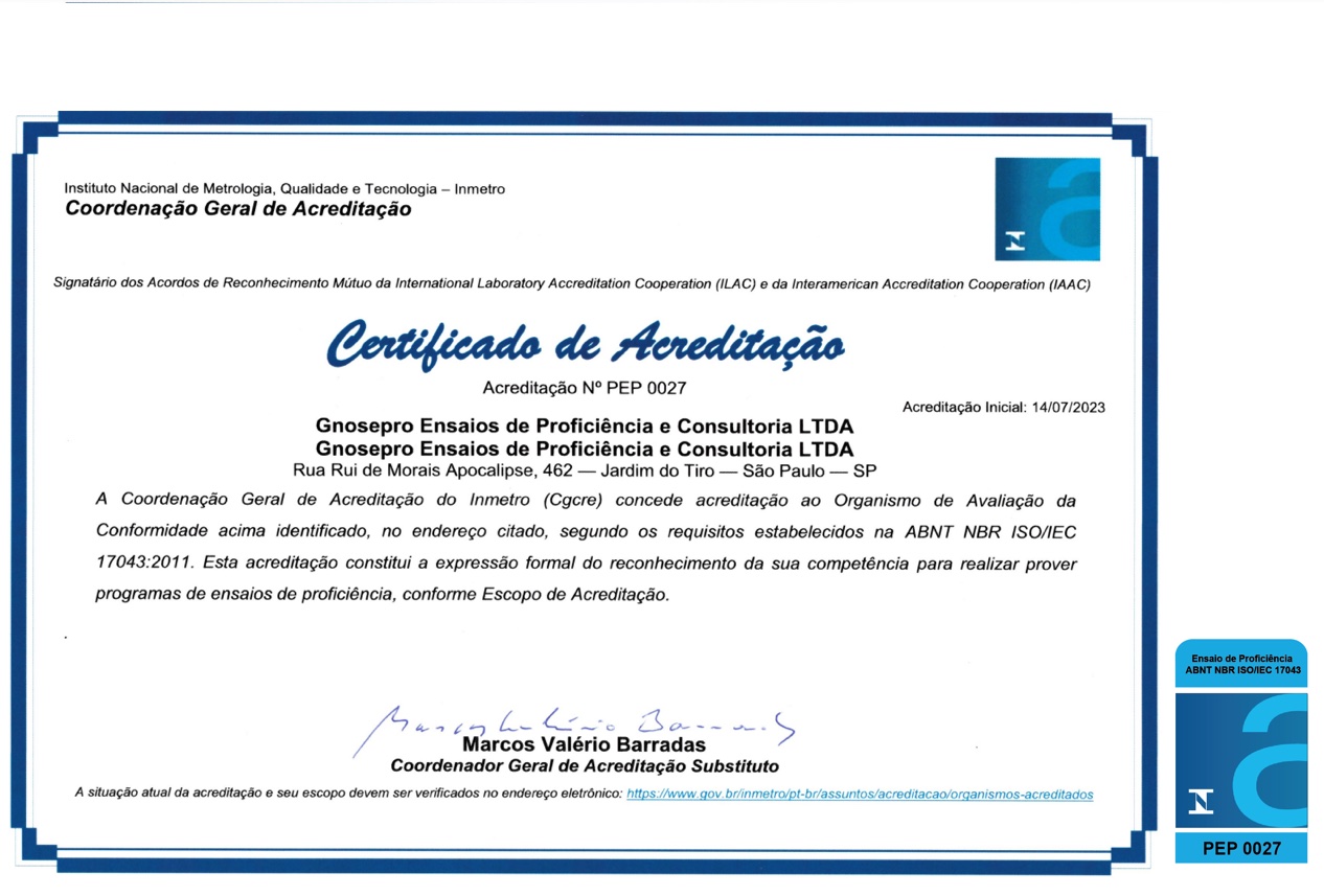 Certificado de acreditação